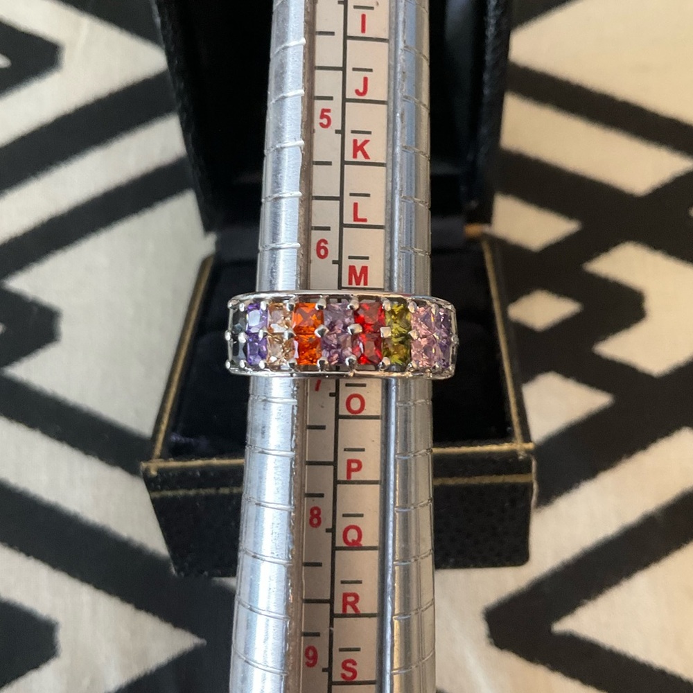 Rainbow Gemstone Band Ring - Picture 5 of 7